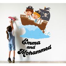 Sticker Mural Chambre Enfant Enfants pirates et bateau