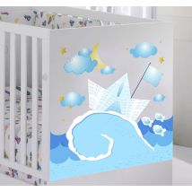 Sticker chambre bébé bateau en papier