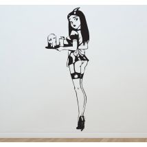 Autocollant mural serveuse manga sexy