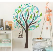 Sticker chambre enfant oiseaux sur balançoire