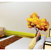 Sticker arbre illustration prairie