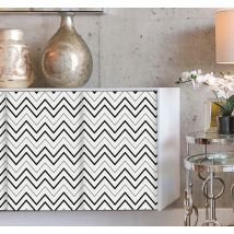 Papier adhésif pour meuble motif zigzag minimaliste noir et blanc