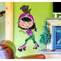 Sticker enfant patinage chien
