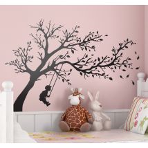 Sticker enfant arbre balançoire