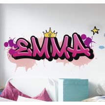 Sticker graffiti chambre enfant personnalisé pour les filles