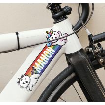 Sticker vélo arc-en-ciel avec chat licornes