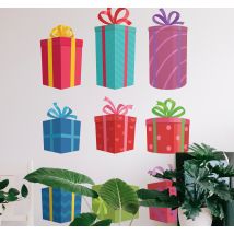 Stickers muraux noel Ensemble de coffrets cadeaux colorés