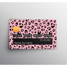 Sticker carte bancaire léopard noir et rose