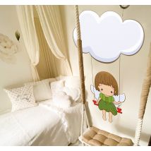 Sticker enfant petit ange sur un nuage
