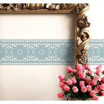 Frise murale adhésive fleurs dentelle
