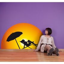 Autocollant mural plage et bronzage