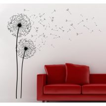 Sticker mural salon fleur pissenlit monochrome