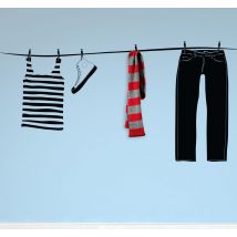 Sticker porte manteau corde linge