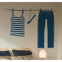 Sticker salle à manger corde à linge vêtements