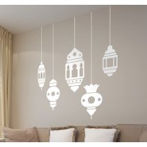 Sticker mural chambre silhouettes lanternes orientales