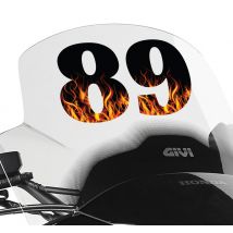 Sticker chiffres flammes moto