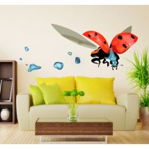 Sticker coccinelle et rosée