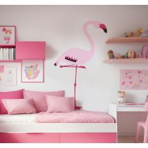 Sticker oiseau flamant rose de profil