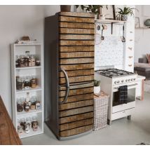 Sticker frigo imitation palettes bois vieilli
