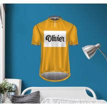Sticker Vélo maillot jaune prénom personnalisable