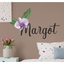 Sticker Fleurs orchidée prénom personnalisé