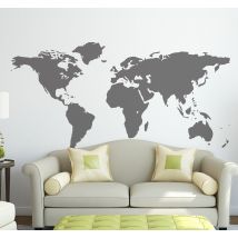 Sticker carte du monde couleur unie