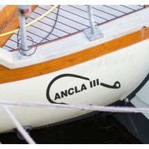 Sticker nom de bateau avec dessin hameçon