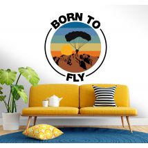 Sticker mural motif parapente "born to fly"