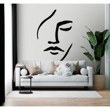 Sticker Mural dessin de visage minimaliste