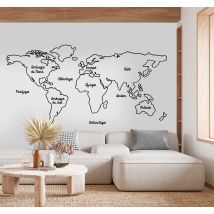 Sticker Mappemonde lignes monocolores