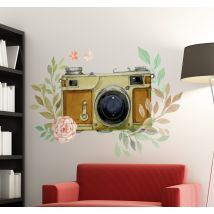 Sticker mural photo et fleurs