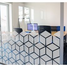 Sticker fenêtre motif cubes géométriques