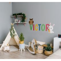 Autocollant animaux avec prénom personnalisable