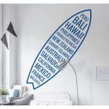Sticker surf planche avec pays
