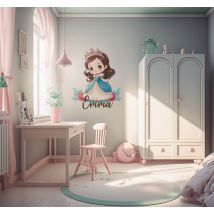 Autocollant fille princesse avec prénom personnalisable