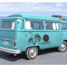 Sticker camping car coucher de soleil et palmiers