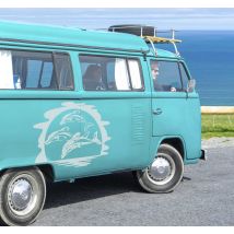 Sticker camping car avec dauphins et soleil