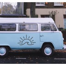 Sticker camping car vague et soleil