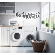 Sticker mural mot buanderie sur fil à linge