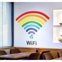 Sticker wifi arc-en-ciel