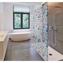 Sticker paroi de douche triangles colorés