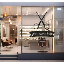 Sticker pour vitrine salon de coiffure personnalisé
