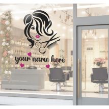 Sticker vitre salon de coiffure personnalisable