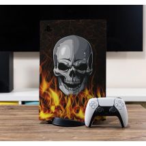 Sticker PS5 crâne en flammes