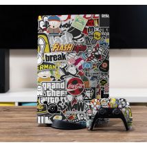 Sticker PS5 motif "sticker bomb"