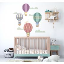 Sticker illustration ballons volants avec des animaux