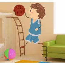 Sticker enfant joueur basket panier