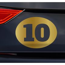 Sticker voiture personnalisé numéro d'or