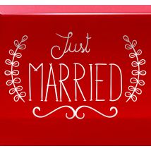 Sticker mariage phrase "Just married"