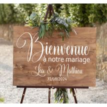 Sticker mariage noms personnalisables bienvenue